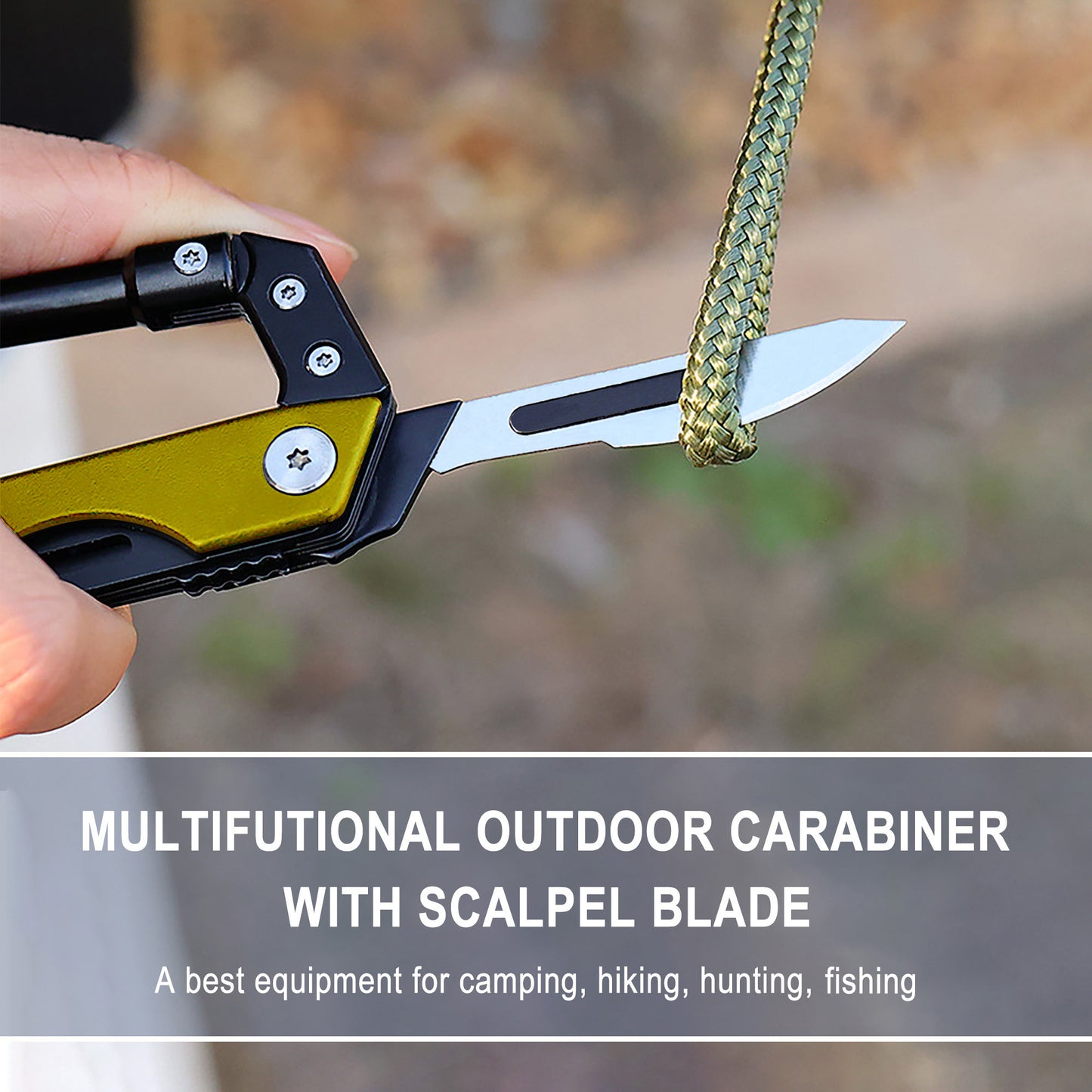Caressolove EDC Carabiner For Men, 6-In-1 Outdoor Multitool Carabiner Pocket Knife, Multifunctional Survival Keychain With Saw, Screwdriver, Window Breaker, Tactical Gear for Camping Hiking