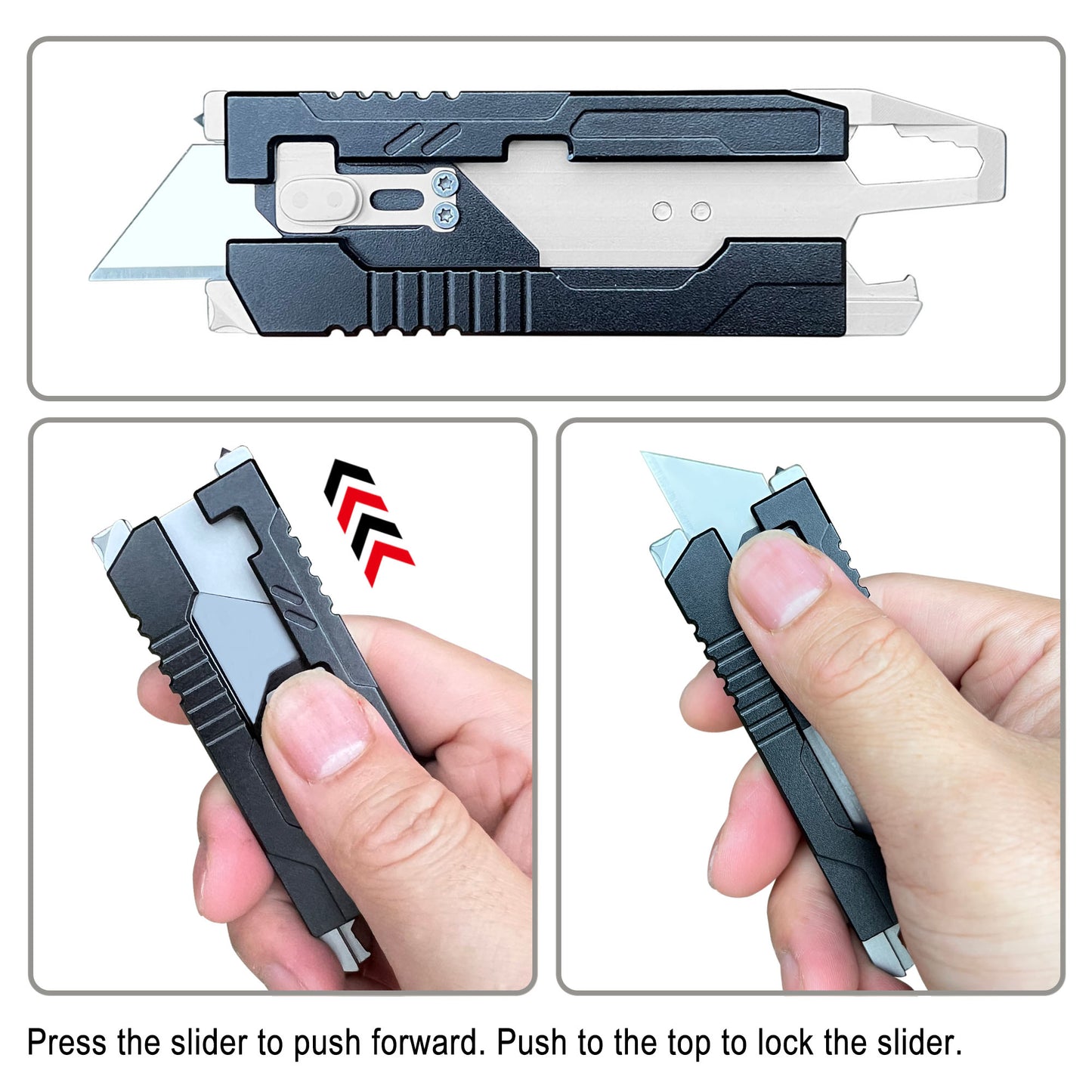 Caressolove 9-in-1 Mini Utility Knife Multitool For Household and Outdoor, Multipurpose Keychain EDC Pocket Knife, Small Replaceable Razor Blade Box Cutter With Clip and 10PCS SK5 Blades