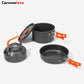 Caressolove Outdoor Camping Cookware Set With Pot Pan And Kettle, Portable Cookware Set for Picnic, Winterial Camping Cookware And Pot Set Survival Cooking Gear, Lightweight 3pcs Camping Cookware Mess Kit