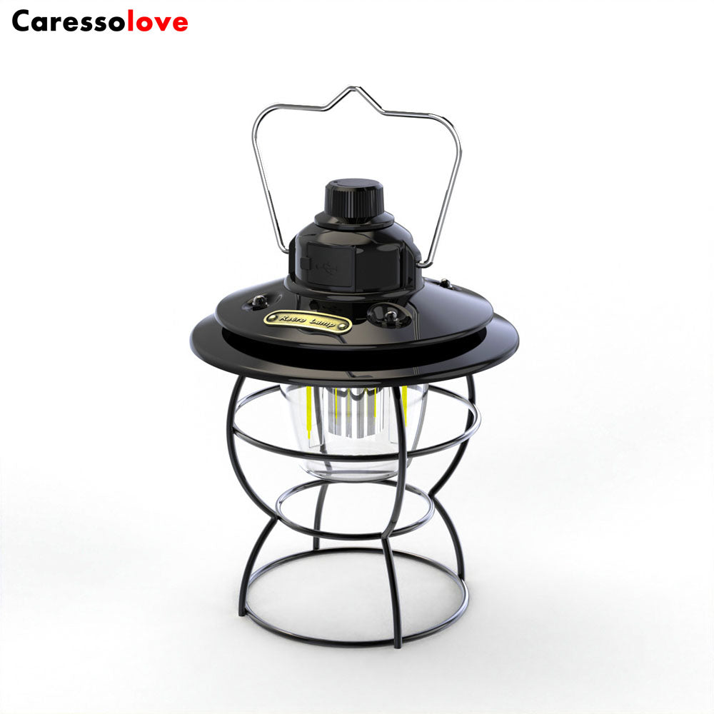 Caressolove LED Camping light Rechargeable Fishing Waterproof Flashlight, Garden Terrace Dimmable Retro Light, Outdoor Tent Fishing Hiking Backpack Emergency Light