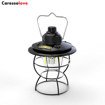 Caressolove LED Camping light Rechargeable Fishing Waterproof Flashlight, Garden Terrace Dimmable Retro Light, Outdoor Tent Fishing Hiking Backpack Emergency Light