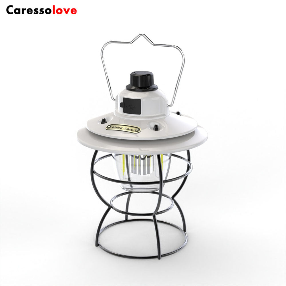 Caressolove LED Camping light Rechargeable Fishing Waterproof Flashlight, Garden Terrace Dimmable Retro Light, Outdoor Tent Fishing Hiking Backpack Emergency Light