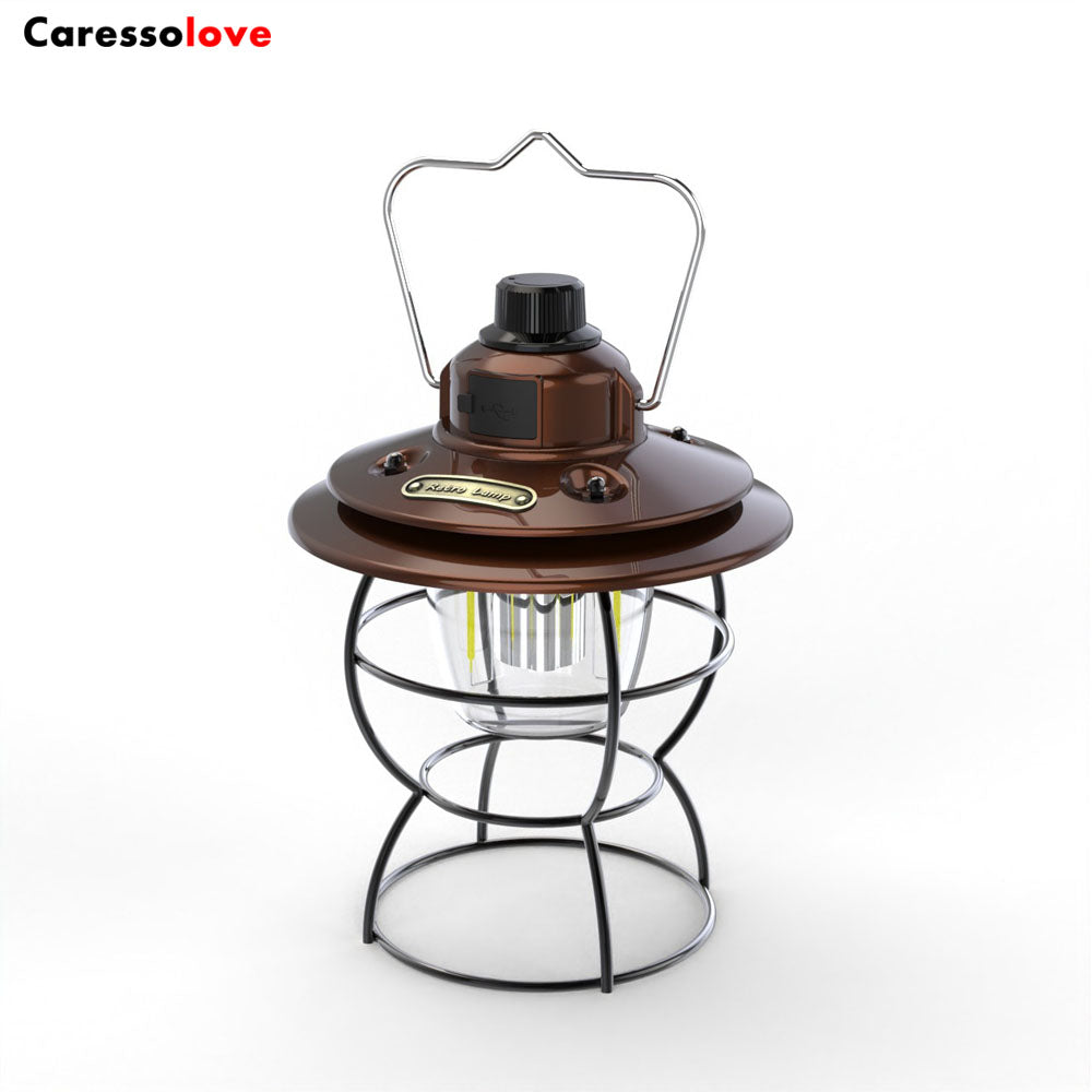 Caressolove LED Camping light Rechargeable Fishing Waterproof Flashlight, Garden Terrace Dimmable Retro Light, Outdoor Tent Fishing Hiking Backpack Emergency Light